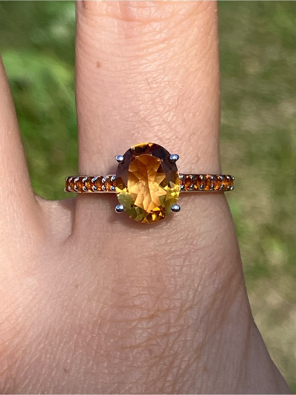 Natural Brazilian Citrine Madeira Citrine Sterling Silver Ring Size 9.75